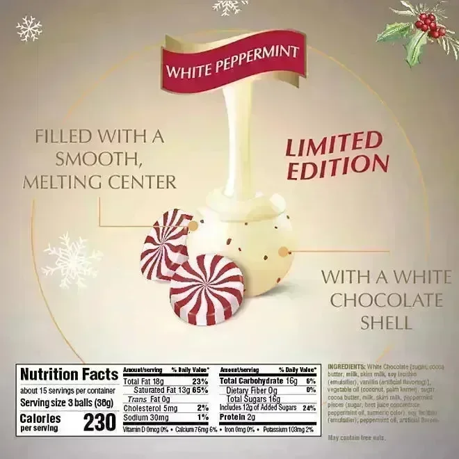 Lindt Lindor Holiday White Chocolate Peppermint Truffles: 19-Ounce Bag - Image 2