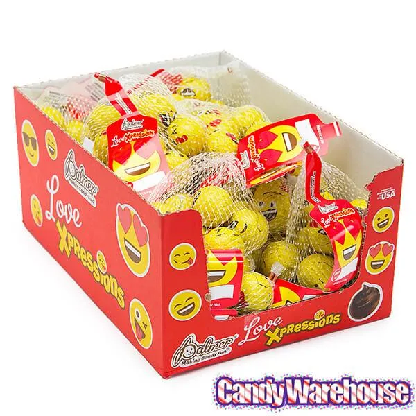 Palmer Love Xpressions Valentine Emojis Foiled Chocolate Balls in Mesh Bags: 18-Piece Box - Image 2