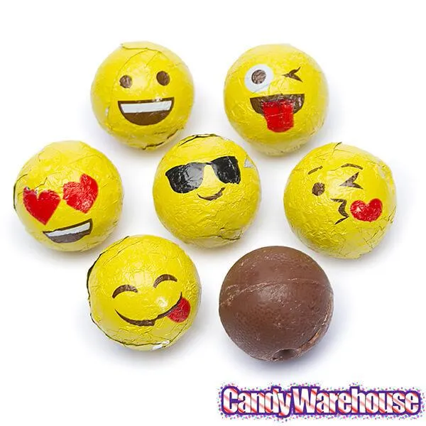 Palmer Love Xpressions Valentine Emojis Foiled Chocolate Balls in Mesh Bags: 18-Piece Box - Image 5