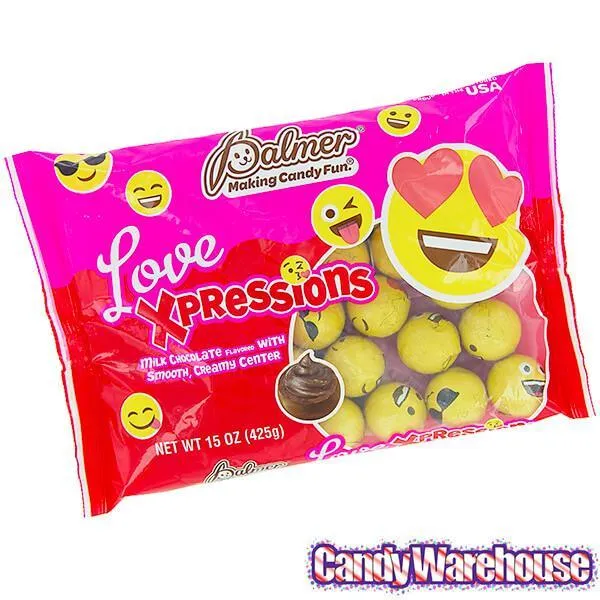 Palmer Love Xpressions Valentine Emojis Foiled Chocolate Balls: 15-Ounce Bag - Image 2