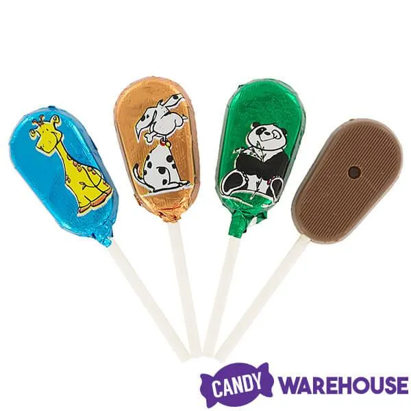 Madelaine Animal Foiled Milk Chocolate Lollipops: 36-Piece Display - Image 2