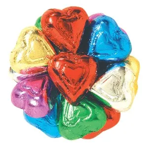 Madelaine Assorted Colors Foiled Milk Chocolate Hearts: 5LB Bag - Image 5