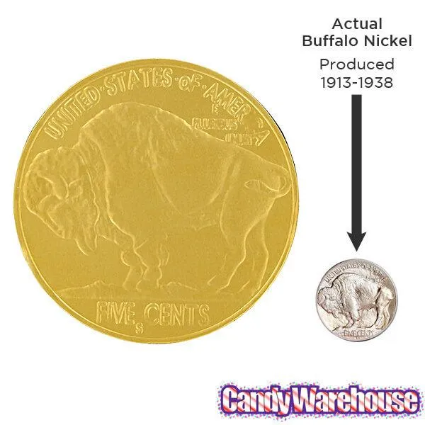 Madelaine Gold Foiled Buffalo Giant Milk Chocolate Coins: 60-Piece Box - Image 2