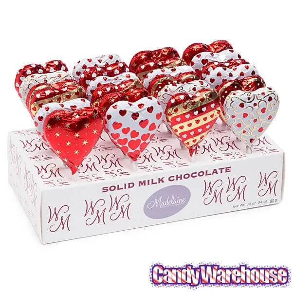 Madelaine Foiled Chocolate Heart Pops: 24-Piece Display - Image 2