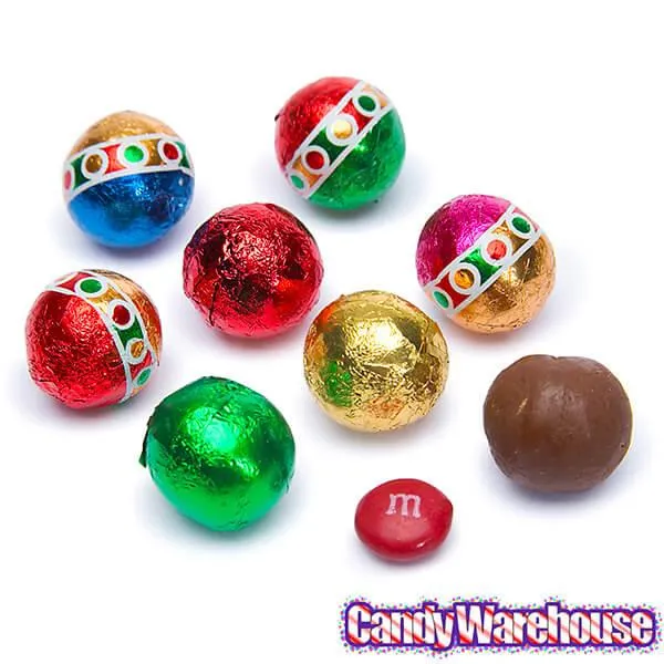 Madelaine Christmas Foiled Milk Chocolate Balls 2-Ounce Mesh Bags: 24-Piece Tub - Image 2