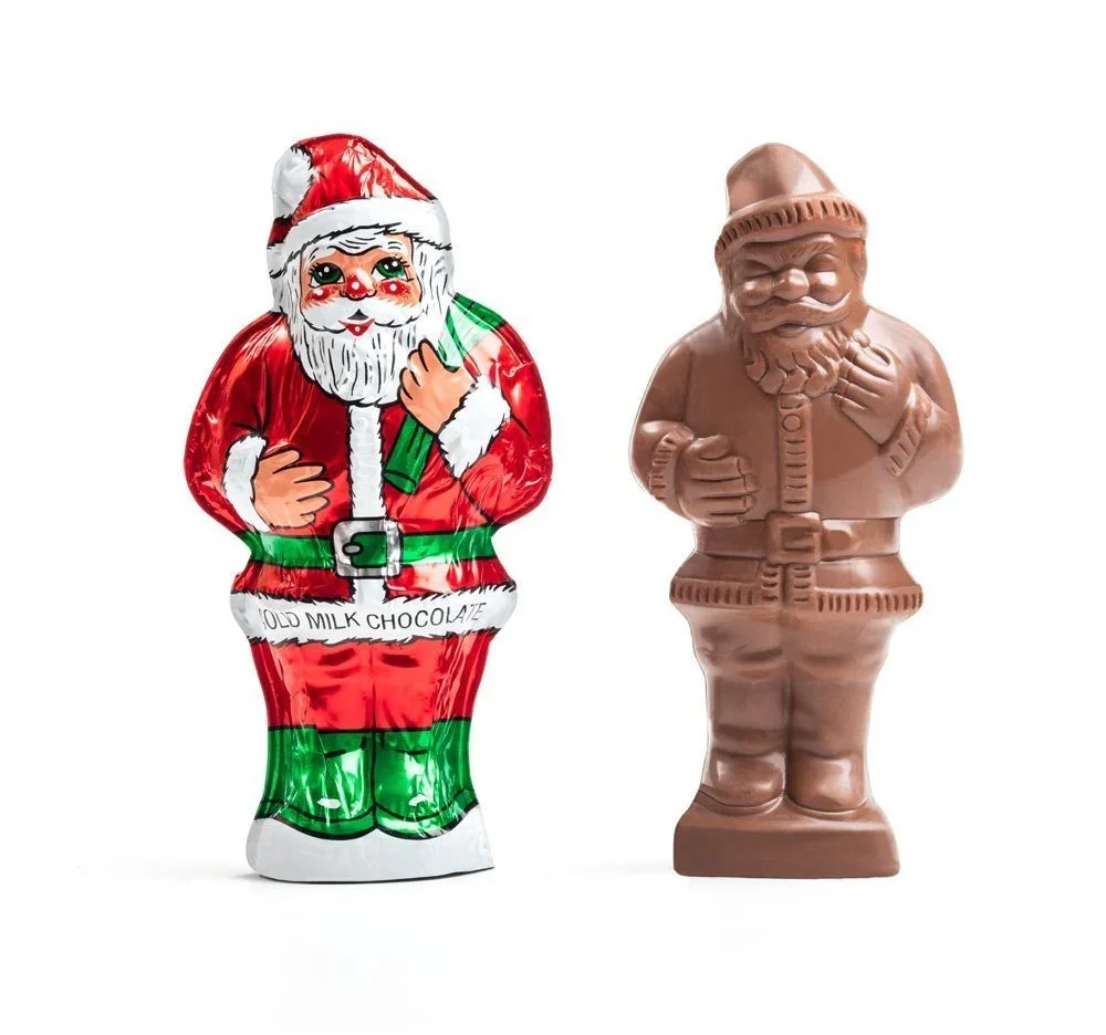 Madelaine Foiled 6-Ounce Solid Milk Chocolate Santas: 12-Piece Display - Image 2
