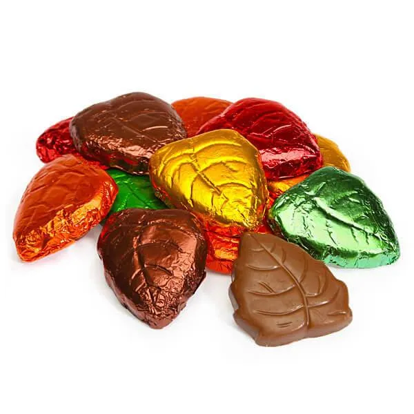 Madelaine Foiled Milk Chocolate Autumn Leaves Candy: 10LB Case