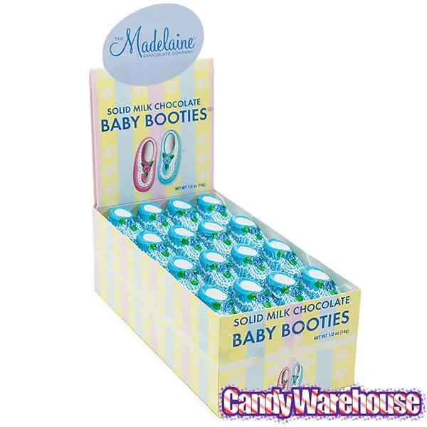Madelaine Foiled Milk Chocolate Baby Booties - Boy: 64-Piece Box - Image 4
