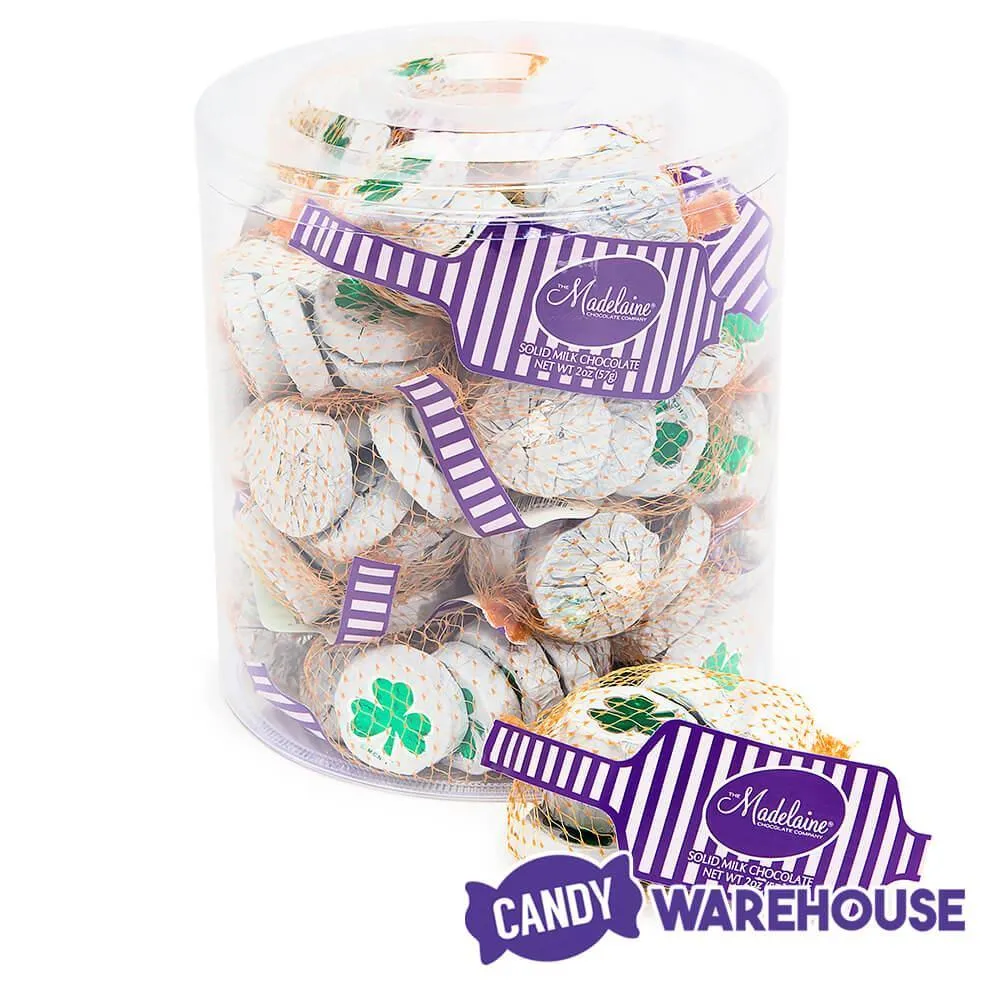 Madelaine Foiled Milk Chocolate Clover Discs 2-Ounce Mesh Bags: 20-Piece Tub - Image 2