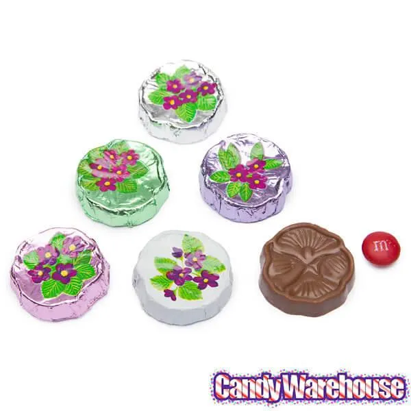 Madelaine Foiled Milk Chocolate Flower Wafers - Violets: 10LB Case - Image 3