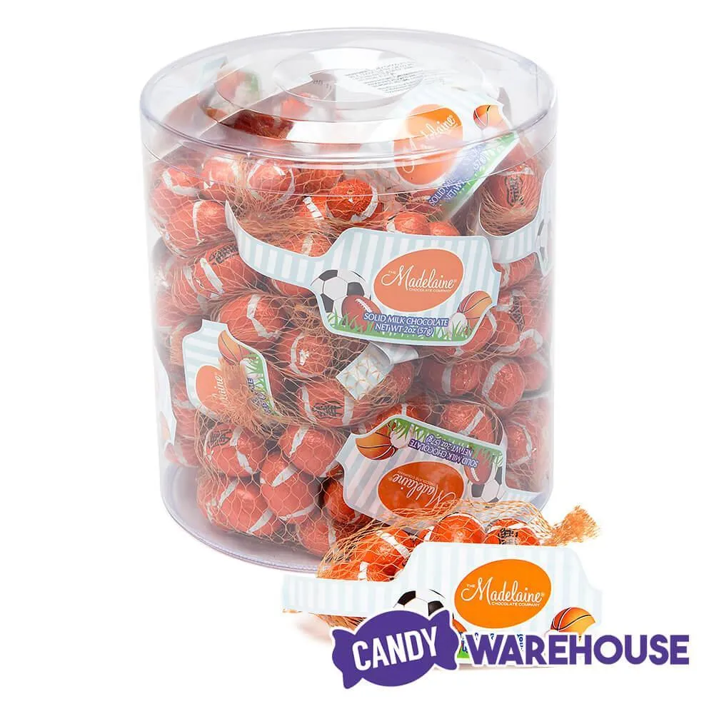 Madelaine Foiled Milk Chocolate Sports Balls 2-Ounce Mesh Bags - Football: 24-Piece Tub - Image 5