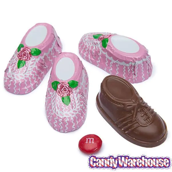 Madelaine Foiled Milk Chocolate Baby Booties - Girl: 64-Piece Box - Image 3