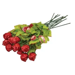 Madelaine Foiled Milk Chocolate Long Stem Roses - Red: 36-Piece Bunch - Image 5