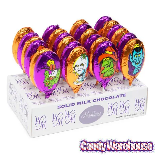 Madelaine Foiled Milk Chocolate Monster Pops: 24-Piece Display - Image 2
