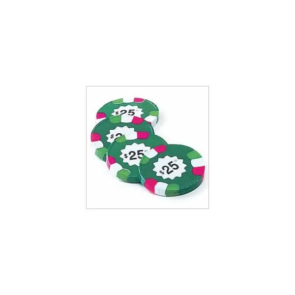 Madelaine Foiled Milk Chocolate Poker Chips - $25 Green: 5LB Bag - Image 2