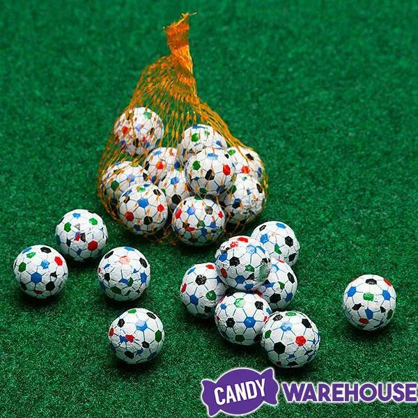 Madelaine Foiled Milk Chocolate Sports Balls 2-Ounce Mesh Bags - Soccer: 24-Piece Tub - Image 3