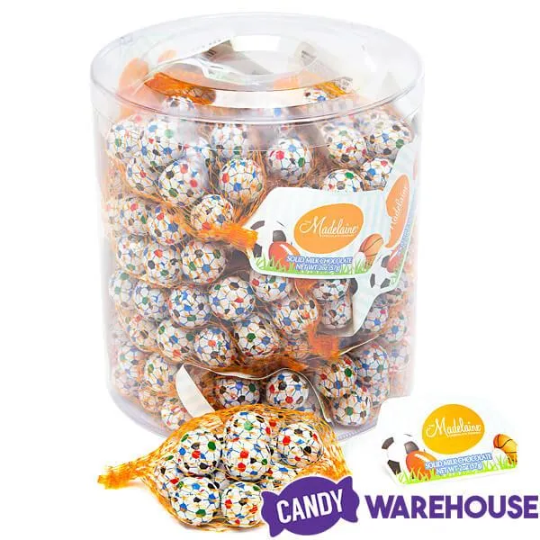 Madelaine Foiled Milk Chocolate Sports Balls 2-Ounce Mesh Bags - Soccer: 24-Piece Tub - Image 7