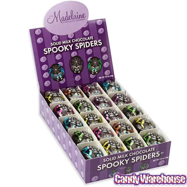 Madelaine Foiled Milk Chocolate Spooky Spiders: 60-Piece Display - Image 3