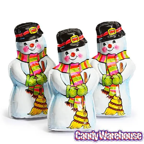 Madelaine Foiled Semi-Solid Milk Chocolate Snowmen: 12-Piece Display - Image 3