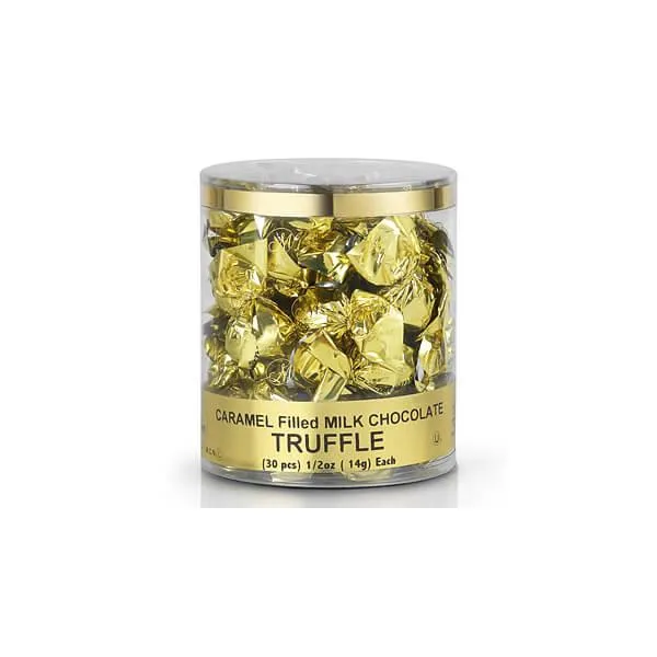 Madelaine Gold Foiled Caramel Filled Chocolate Truffles: 30-Piece Tub - Image 4