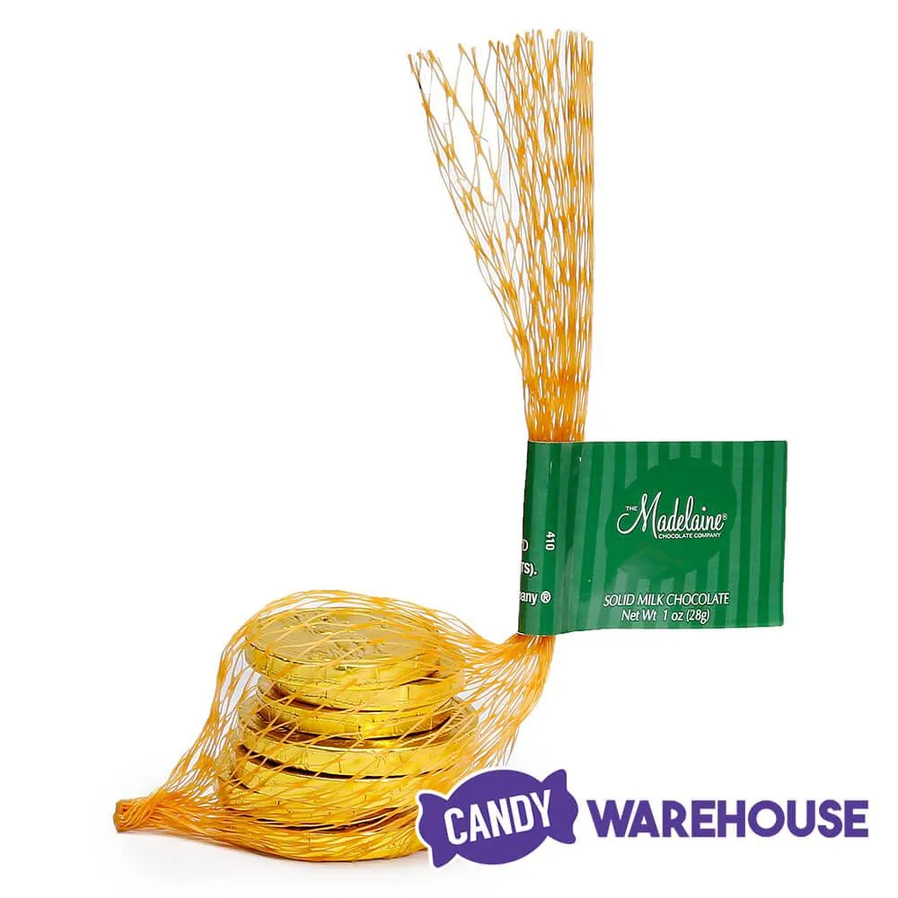Madelaine Gold Foiled Milk Chocolate Coins 1-Ounce Mesh Bags: 48-Piece Box - Image 2