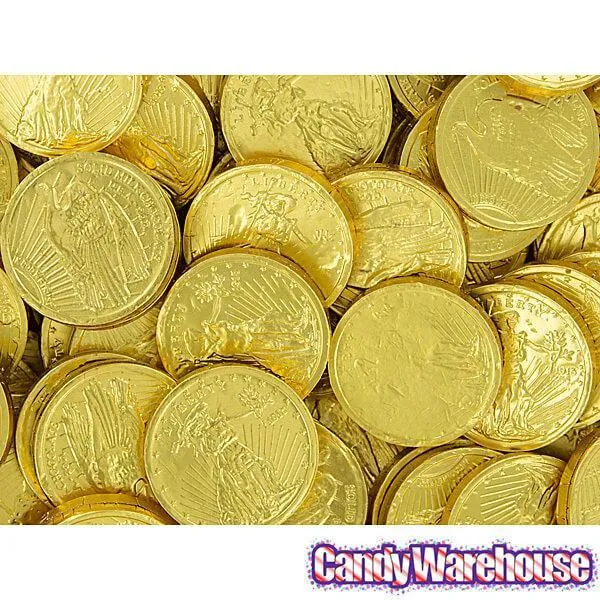 Madelaine Gold Foiled Milk Chocolate Coins - Medium: 5LB Bag - Image 3