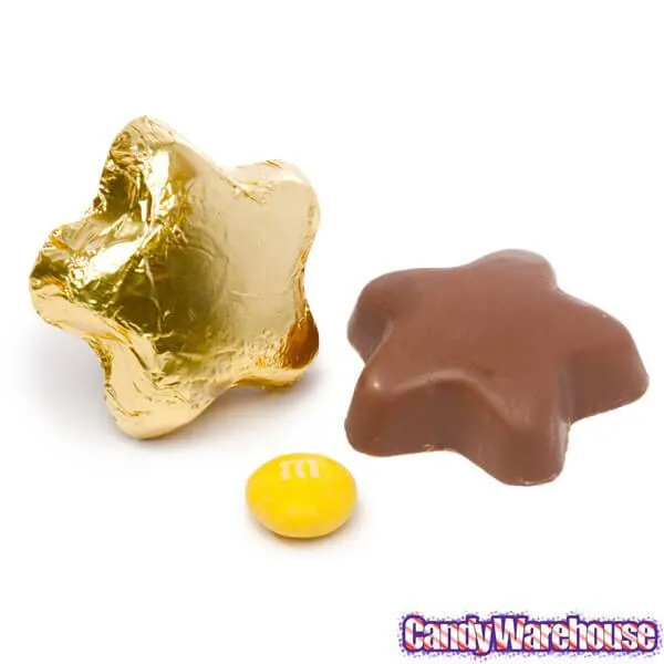 Madelaine Foiled Milk Chocolate Stars - Gold: 10LB Bag - Image 2