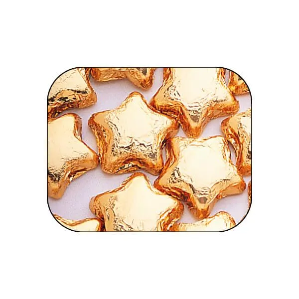 Madelaine Foiled Milk Chocolate Stars - Gold: 10LB Bag - Image 3