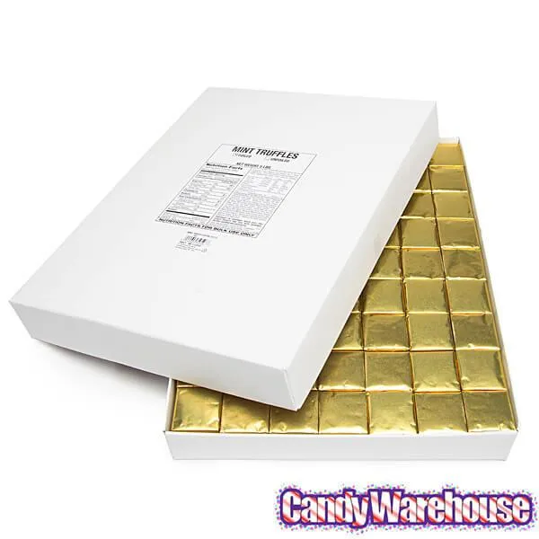 Madelaine Gold Foiled Mint Truffle Dark Chocolate Squares: 5LB Box - Image 4