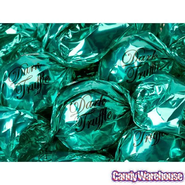 Madelaine Aqua Green Foiled Dark Chocolate Truffles: 30-Piece Tub - Image 2