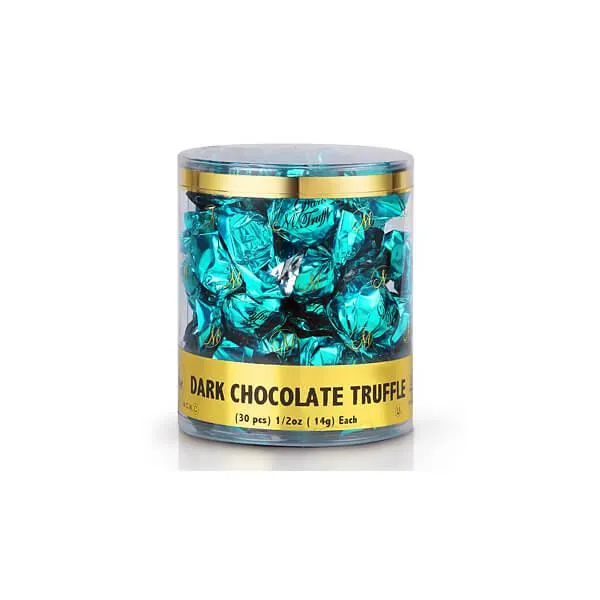 Madelaine Aqua Green Foiled Dark Chocolate Truffles: 30-Piece Tub - Image 3