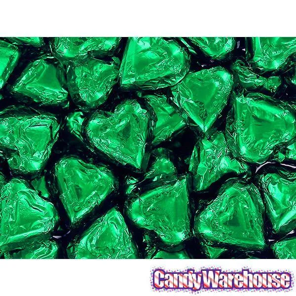 Madelaine Green Foiled Milk Chocolate Hearts: 5LB Bag - Image 2