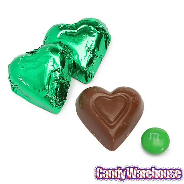 Madelaine Green Foiled Milk Chocolate Hearts: 5LB Bag - Image 3