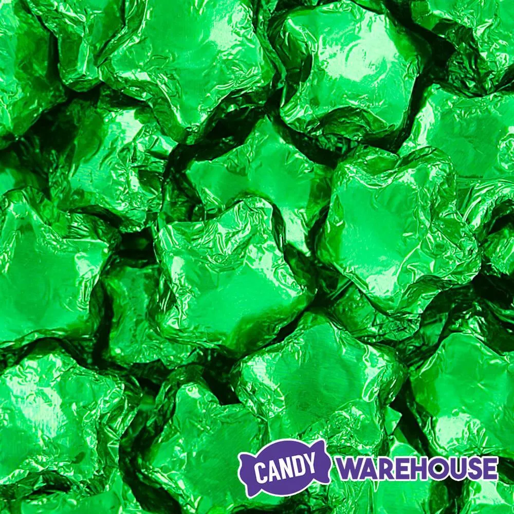 Madelaine Foiled Milk Chocolate Stars - Green: 5LB Bag - Image 2