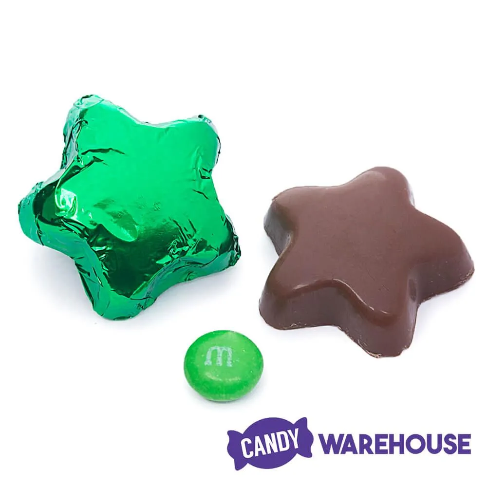 Madelaine Foiled Milk Chocolate Stars - Green: 5LB Bag - Image 3
