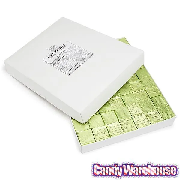 Madelaine Light Green Foiled Mint Truffle Dark Chocolate Squares: 5LB Box - Image 2