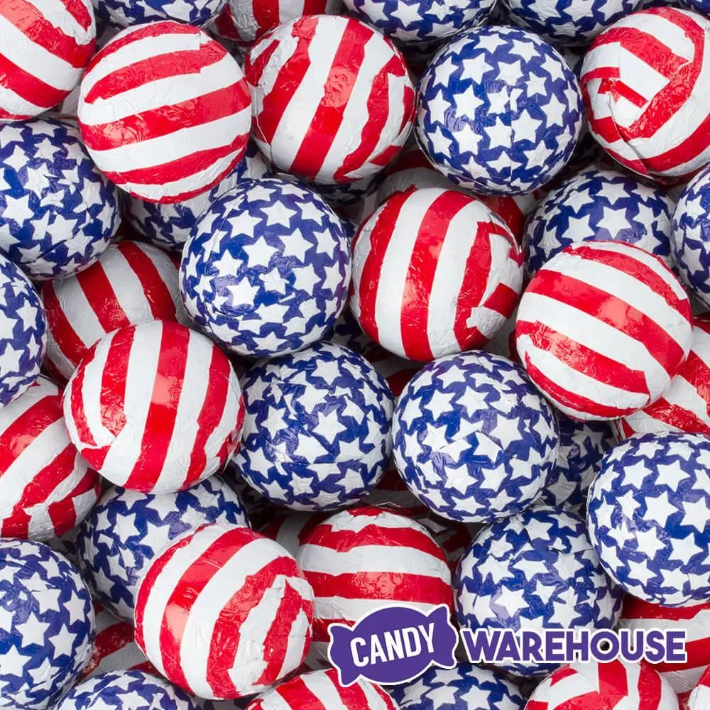 Madelaine Patriotic USA Stars & Stripes Foiled Chocolate Balls: 5LB Bag - Image 2