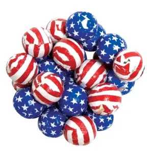 Madelaine Patriotic USA Stars & Stripes Foiled Chocolate Balls: 5LB Bag - Image 3