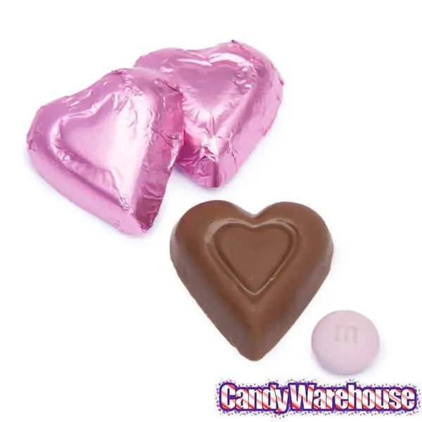 Madelaine Pink Foiled Milk Chocolate Hearts: 5LB Box - Image 2