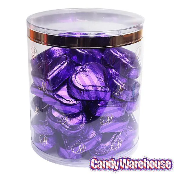 Madelaine Purple Foiled Peanut Butter Filled Chocolate Hearts: 40-Piece Tub - Image 2