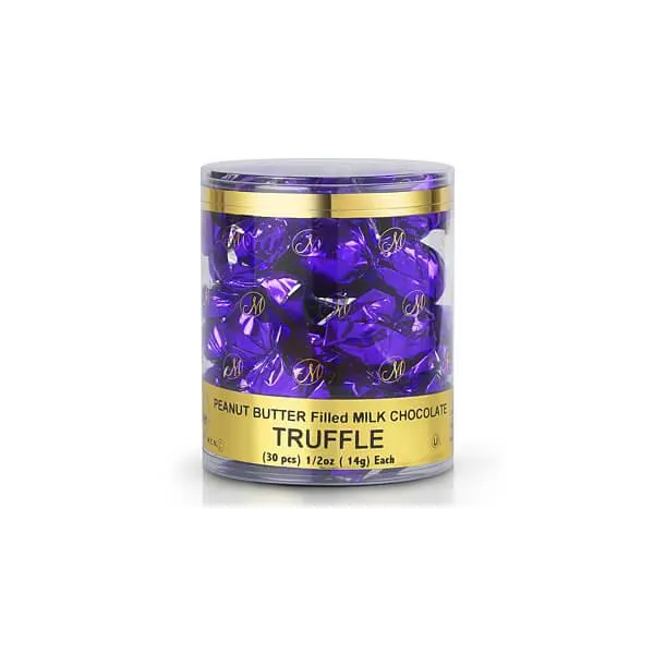 Madelaine Purple Foiled Peanut Butter Filled Chocolate Truffles: 30-Piece Tub - Image 2