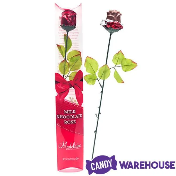 Madelaine Red Foiled Long Stem Milk Chocolate Rose - Image 2