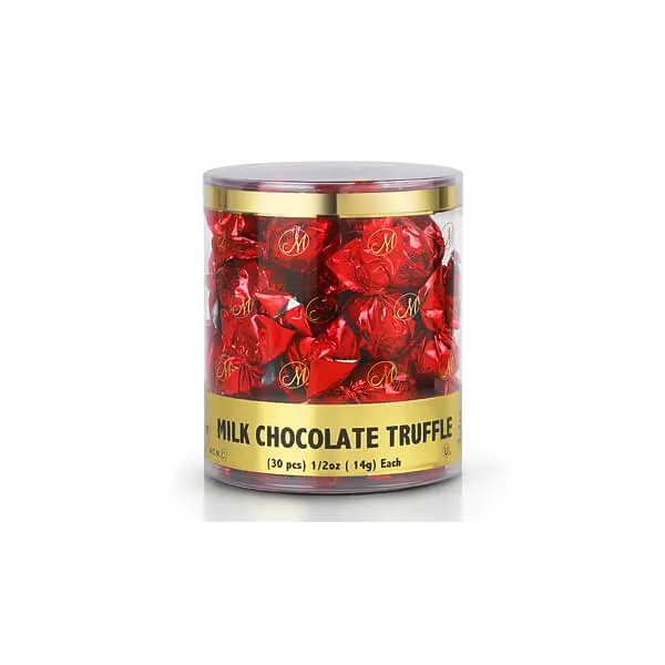 Madelaine Red Foiled Milk Chocolate Truffles: 30-Piece Tub - Image 3