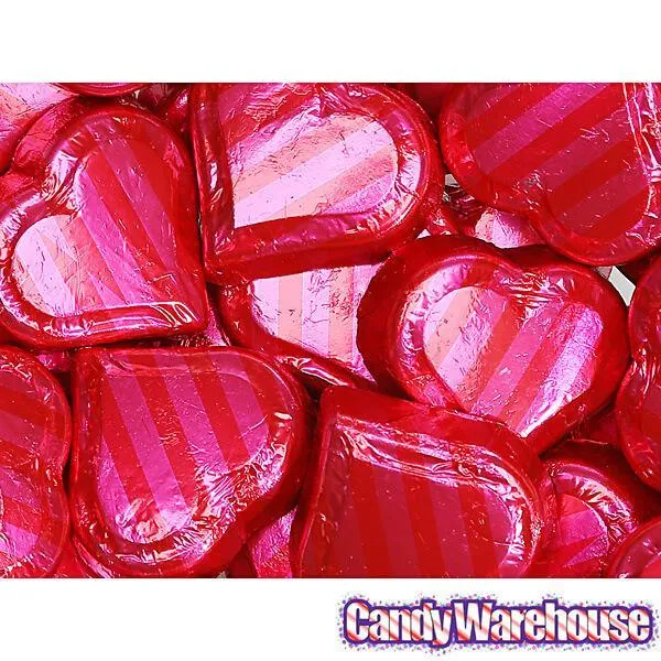 Madelaine Pink and Red Foiled Caramel Filled Chocolate Hearts: 40-Piece Tub - Image 3