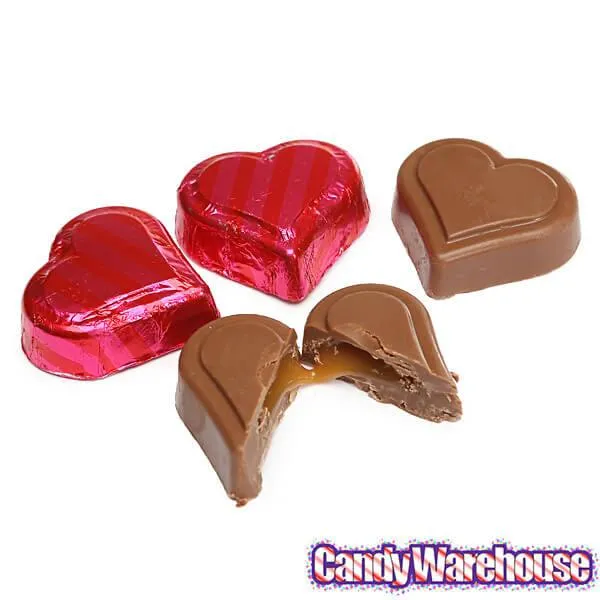 Madelaine Pink and Red Foiled Caramel Filled Chocolate Hearts: 40-Piece Tub - Image 4