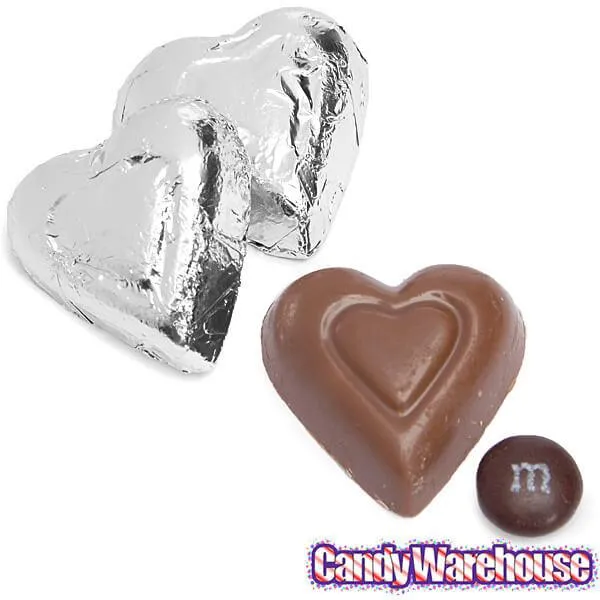 Madelaine Silver Foiled Milk Chocolate Hearts: 5LB Bag - Image 2
