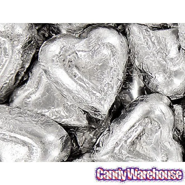 Madelaine Silver Foiled Milk Chocolate Hearts: 5LB Bag - Image 3