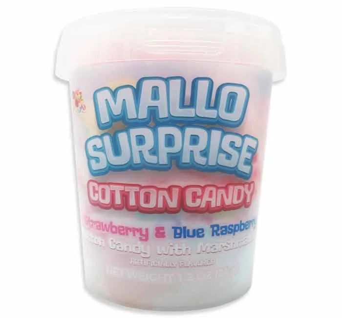 Mallo Surprise Cotton Candy with Marshmallow Bits: 12-Piece Case