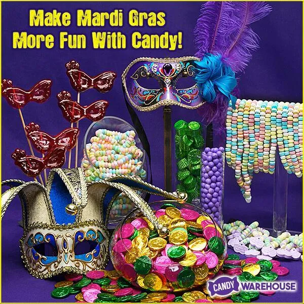 Bee International Mardi Gras Bubble Gum Coins: 100-Piece Bag - Image 2
