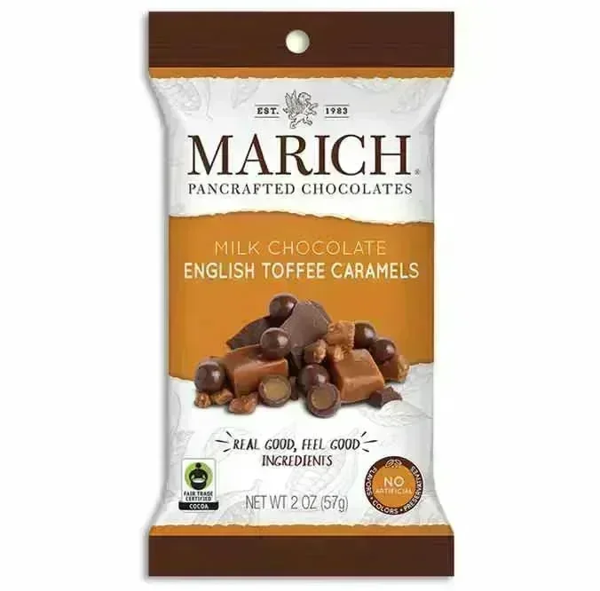 Marich Milk Chocolate English Toffee Caramels Peg Bags: 12-Piece Box